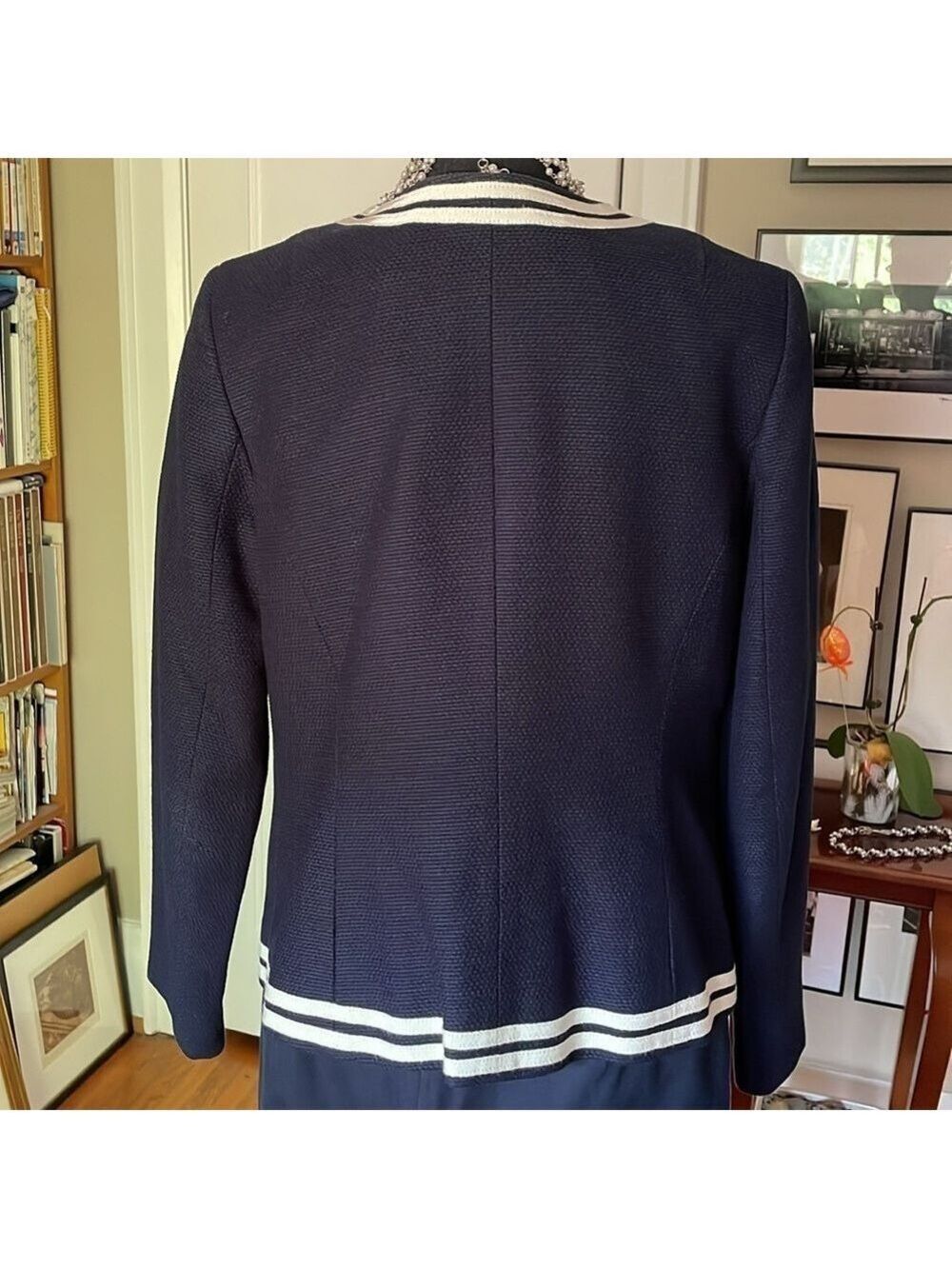 Talbots Blue White Trim Blazer Size 6 Petite - Picture 8 of 16